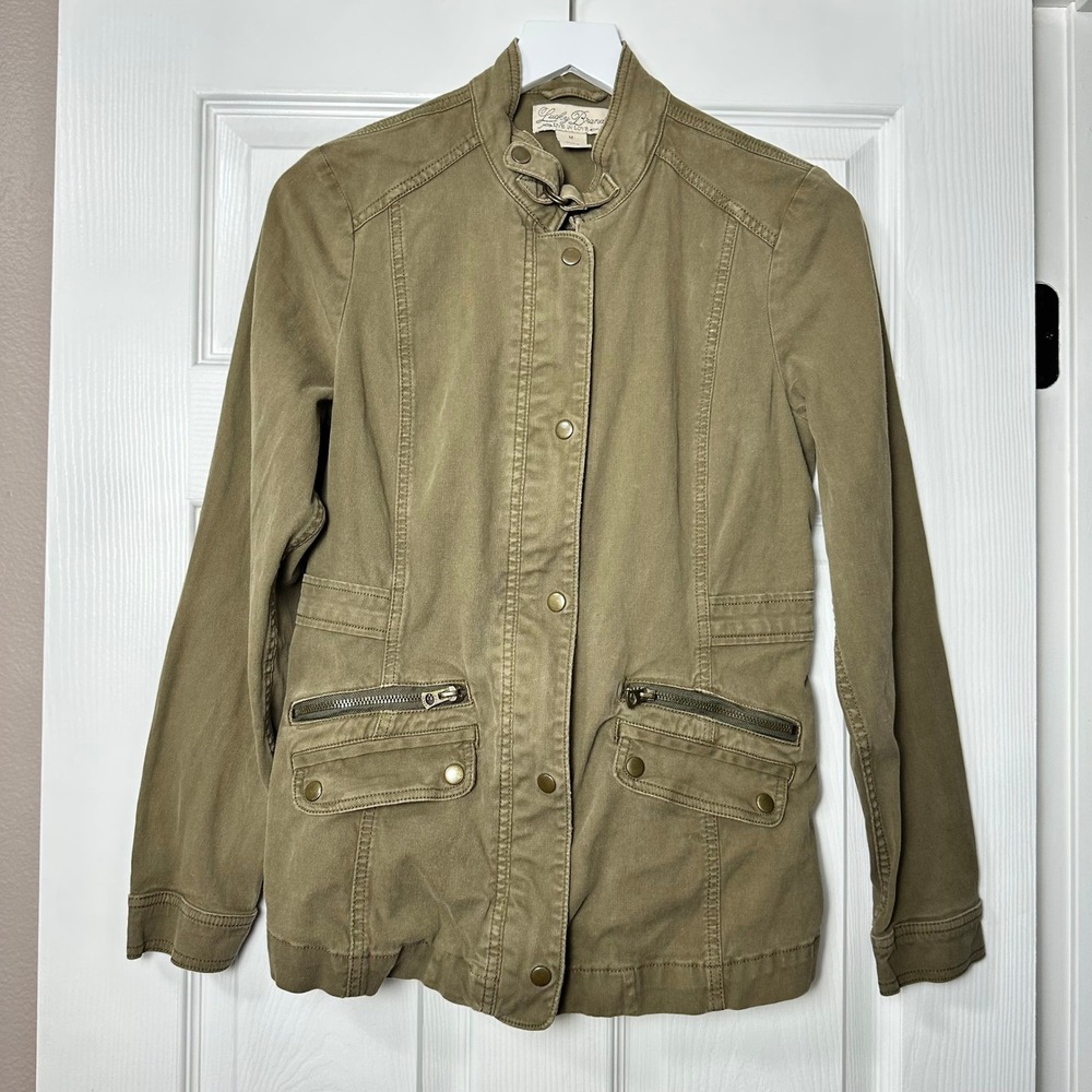 Lucky Brand Women Live in Love Olive Green Utility Field Jacket Military Style M